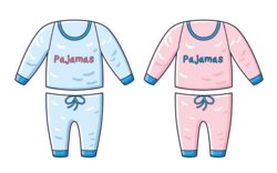 clipart of blue and pink sets of pajamas